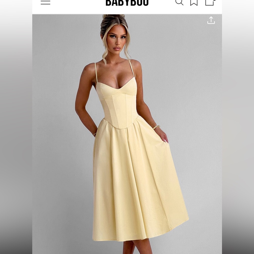 Mariella Lemon Yellow Corset Midi Dress